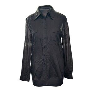 Black Long-Sleeve Button-Down Shirt Size L By Moda International